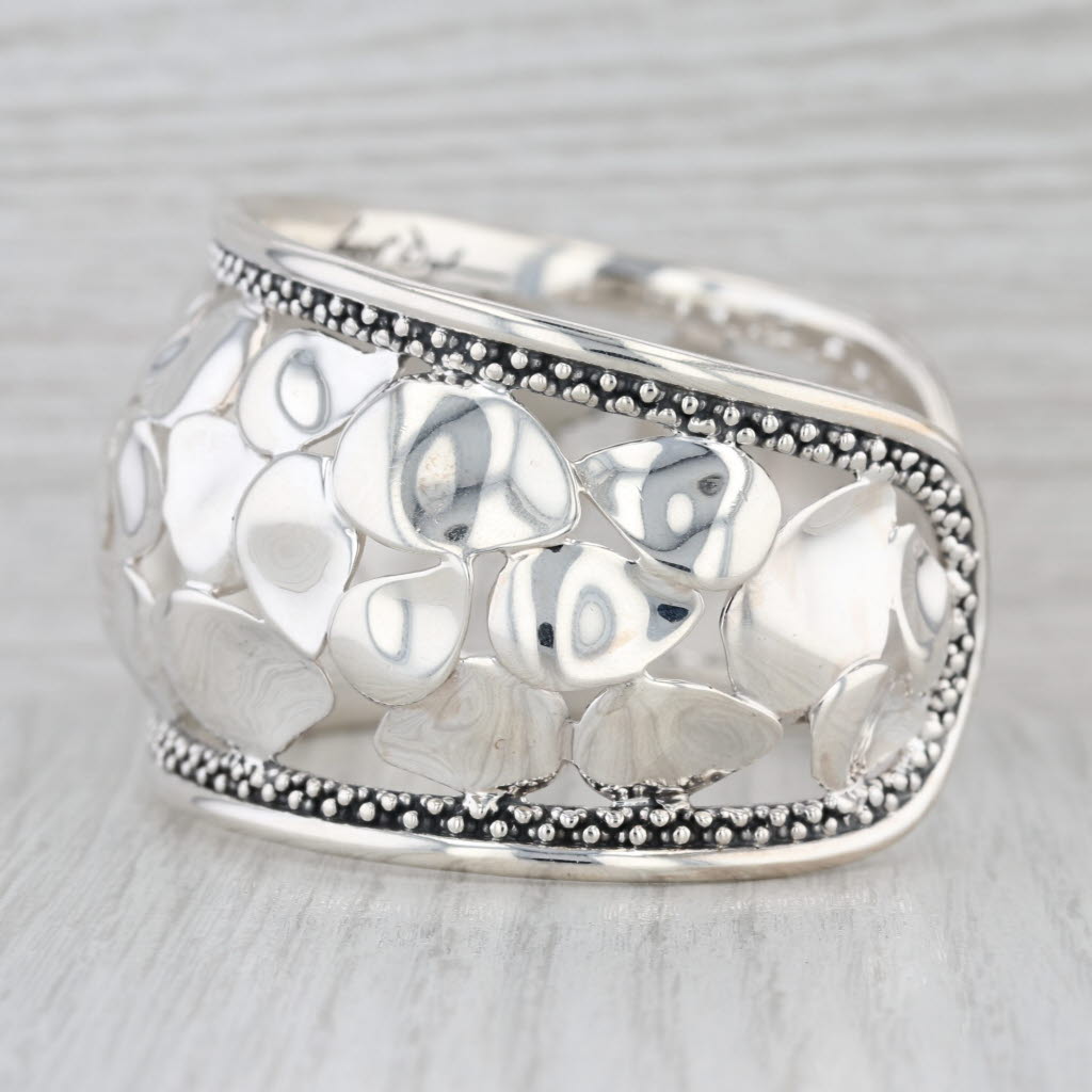 Michael Dawkins Flower Petals Cuff Bracelet Sterling Silver Statement 7.5"
