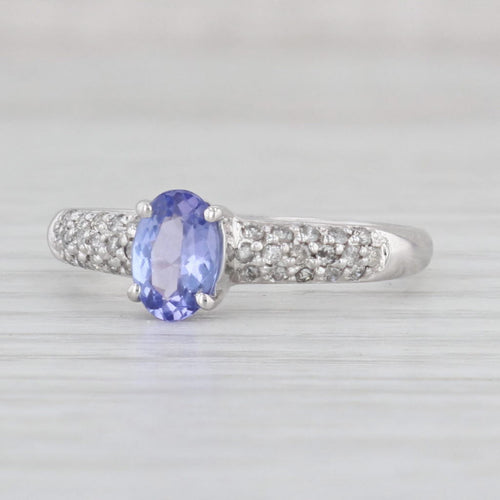 Light Gray 1ctw Oval Tanzanite Diamond Ring 14k White Gold Size 8 Engagement