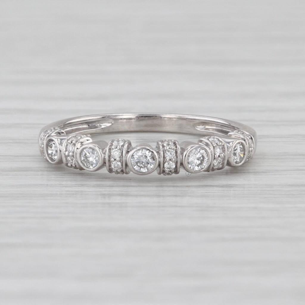 0.33ctw Diamond Wedding Band 14k White Gold Size 6.5 Stackable Anniversary Ring