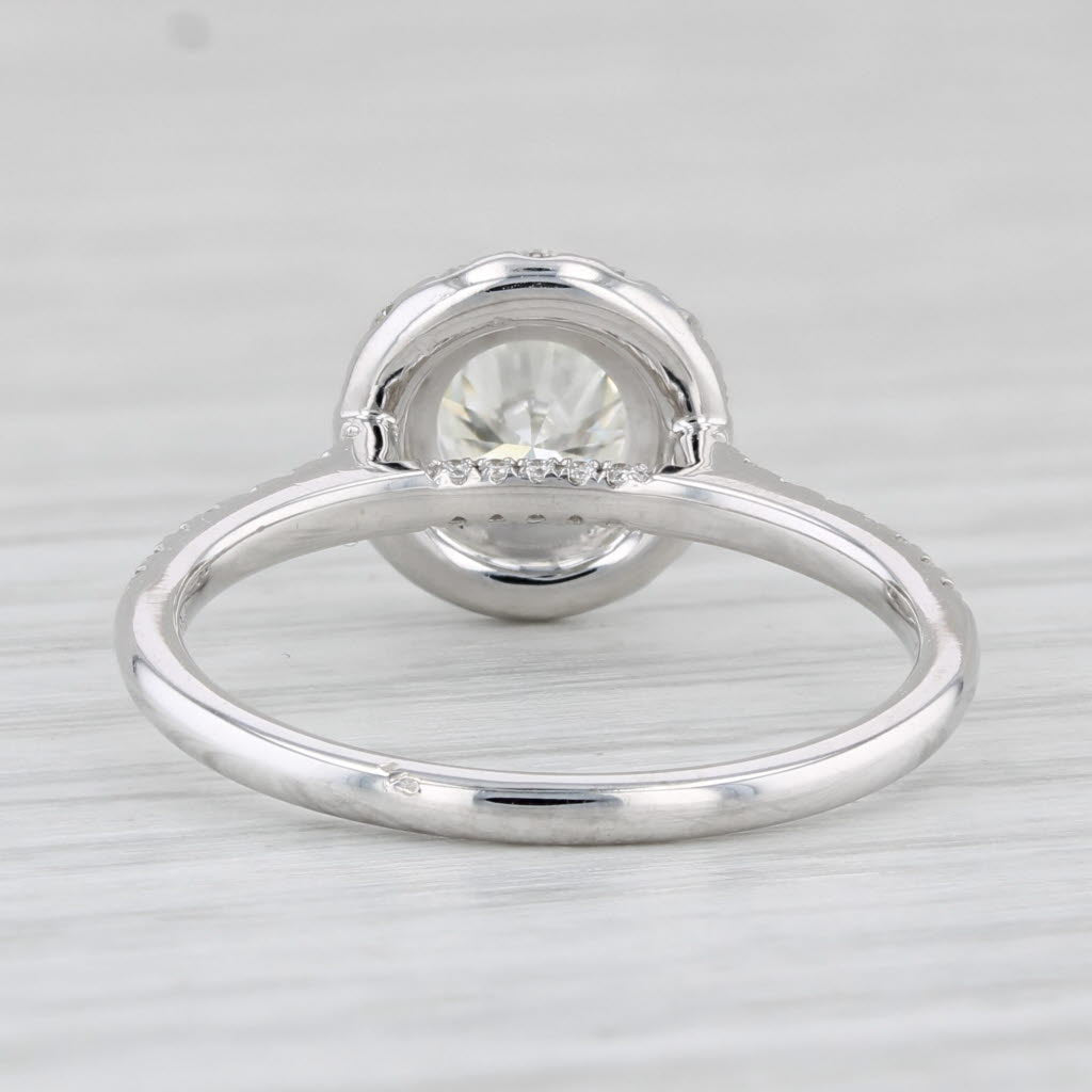 Light Gray New 1.24ctw Round Diamond Halo Engagement Ring 14k White Gold GIA Size 6.75