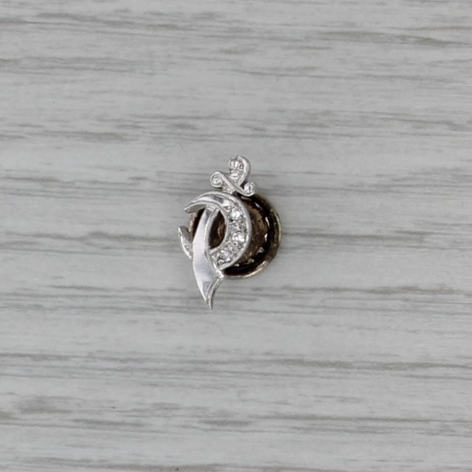 Vintage Shriners Lapel Pin 14k White Gold Diamond Vintage Masonic