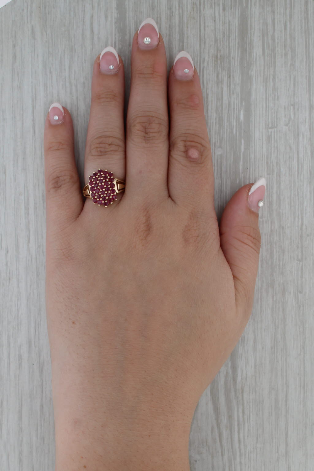 2ctw Ruby Cluster Ring 14k Yellow Gold Size 6.75 Cocktail