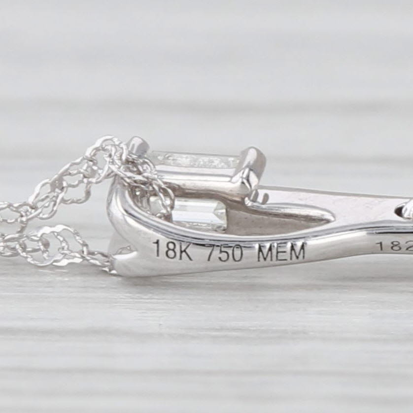 New Diamond Journey Pendant Necklace 18k White Gold 17.75" Singapore Chain