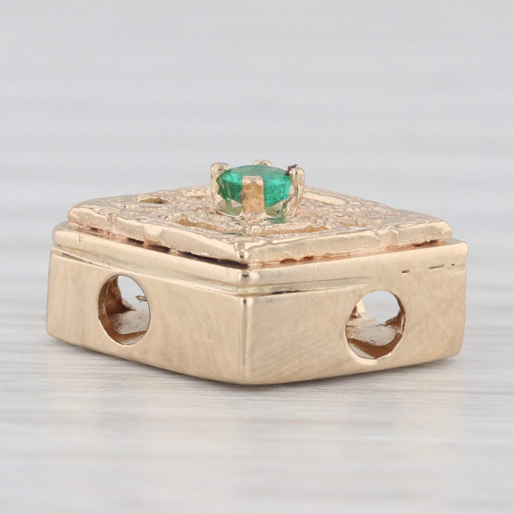 Light Gray Richard Glatter Emerald Solitaire Vintage Slide Bracelet Charm 14k Yellow Gold