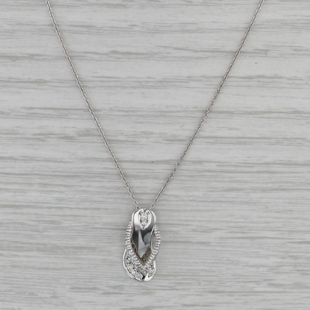 Roberto Coin Flip Flop Pendant Necklace 18k White Gold 16" Cable Chain