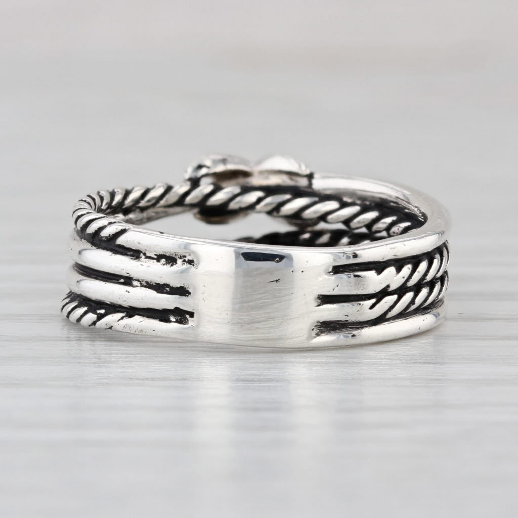 David Yurman Diamond Crossover X Ring Sterling Silver Stacked Multiband Sz 8.25