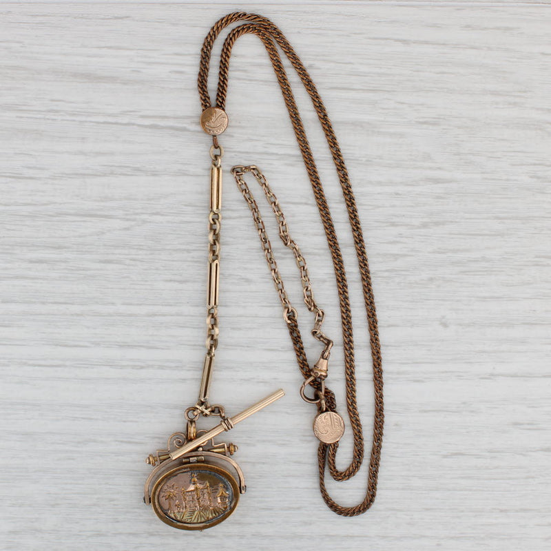 Antique Slide Necklace Fob Pendant Locket Gold Filled