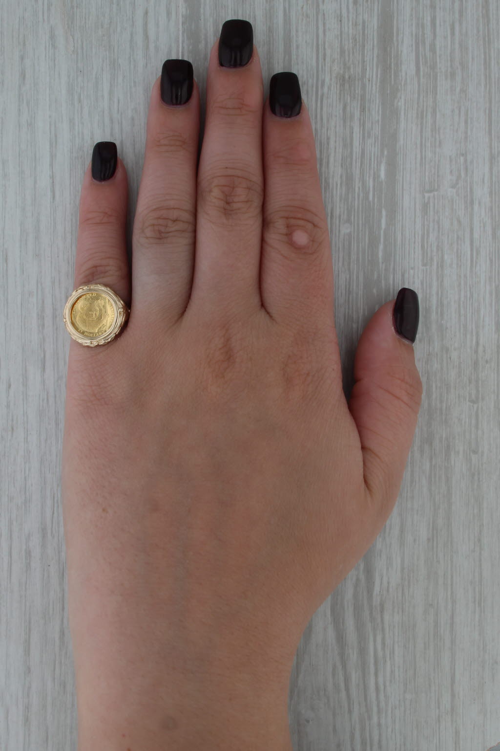 1991 Elizabeth II Cook Islands Koala 25 Dollar Coin Ring 14k 24k Gold Size 4.75