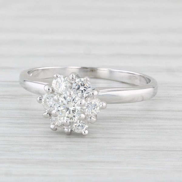 0.42ctw Diamond Cluster Ring 14k White Gold Size 5.5 Engagement