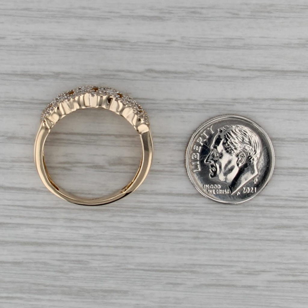 0.64ctw Scalloped Diamond Ring 10k Yellow Gold Size 9.25 Wide Band