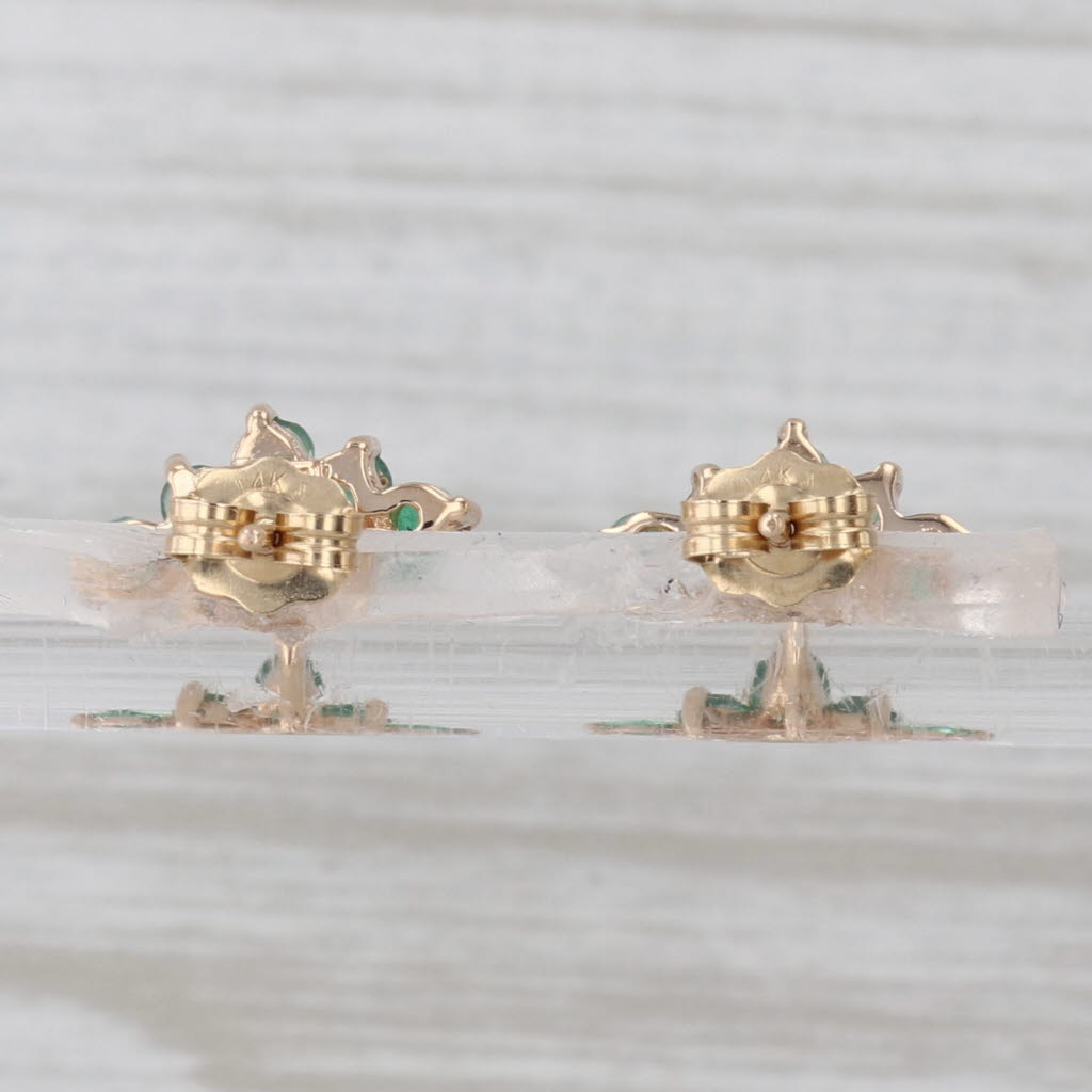 0.50ctw Emerald Diamond Cluster Stud Earrings 14k Yellow Gold Studs