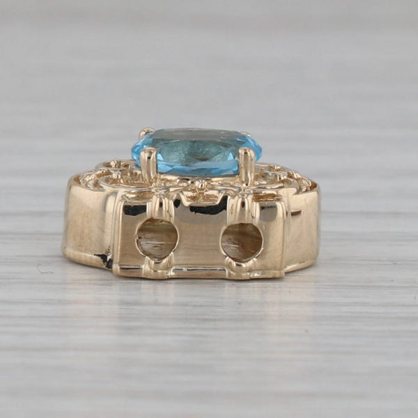 Gray 1.60ct Blue Topaz Slide Bracelet Charm 14k Yellow Gold Vintage Richard Klein