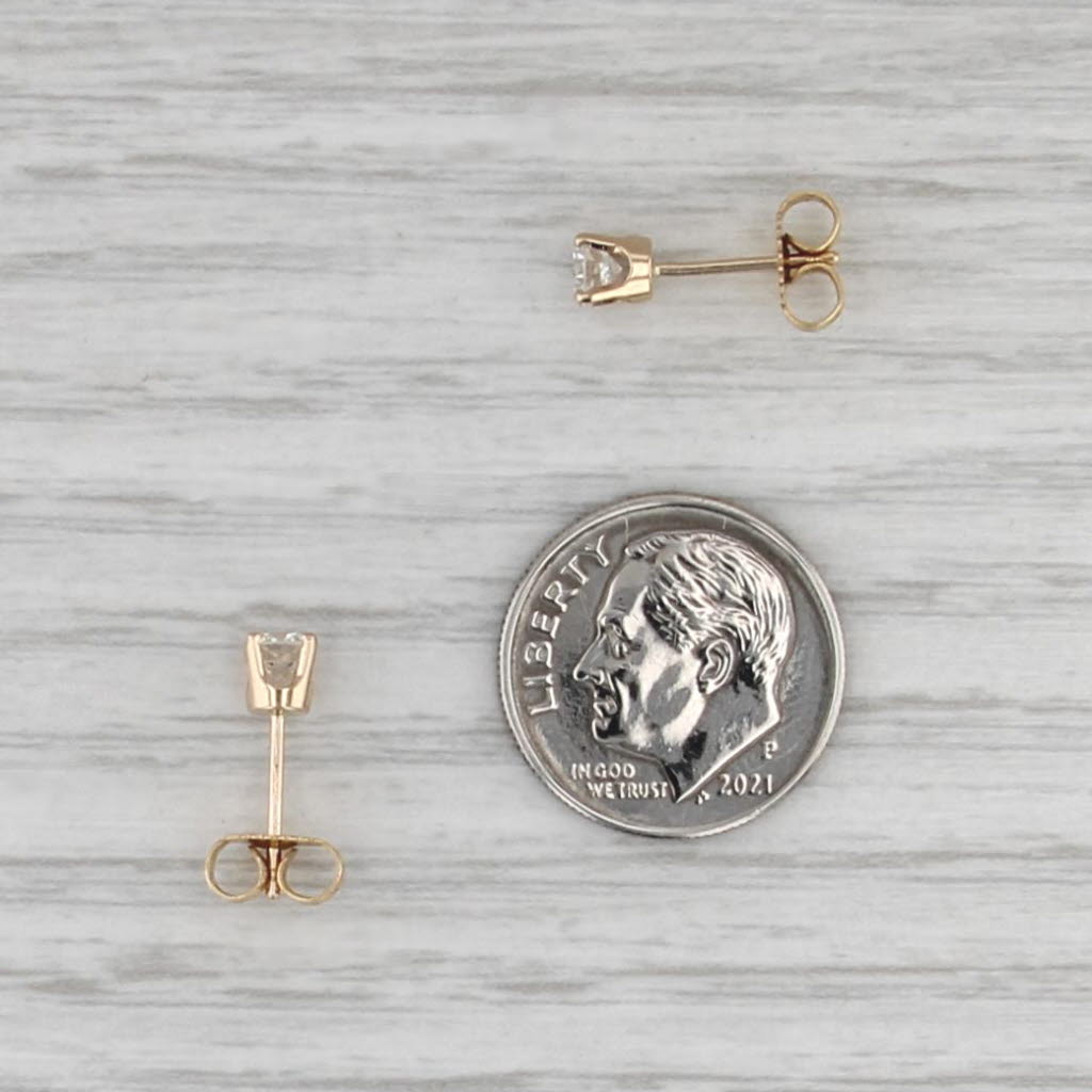 0.44ctw Diamond Stud Earrings 14k Yellow Gold Round Solitaire Studs