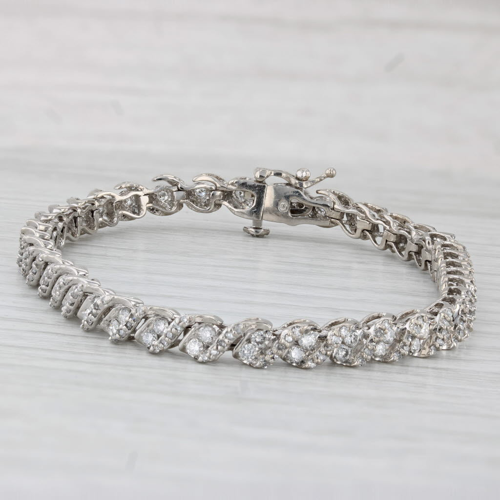 Light Gray 2.85ctw Diamond Tennis Bracelet 10k White Gold 7.25" 5mm