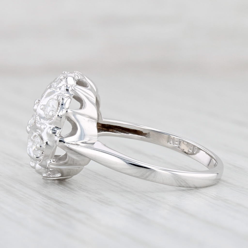 Light Gray 0.80ctw Diamond Flower Cluster Ring 14k White Gold Size 6 Engagement Vintage