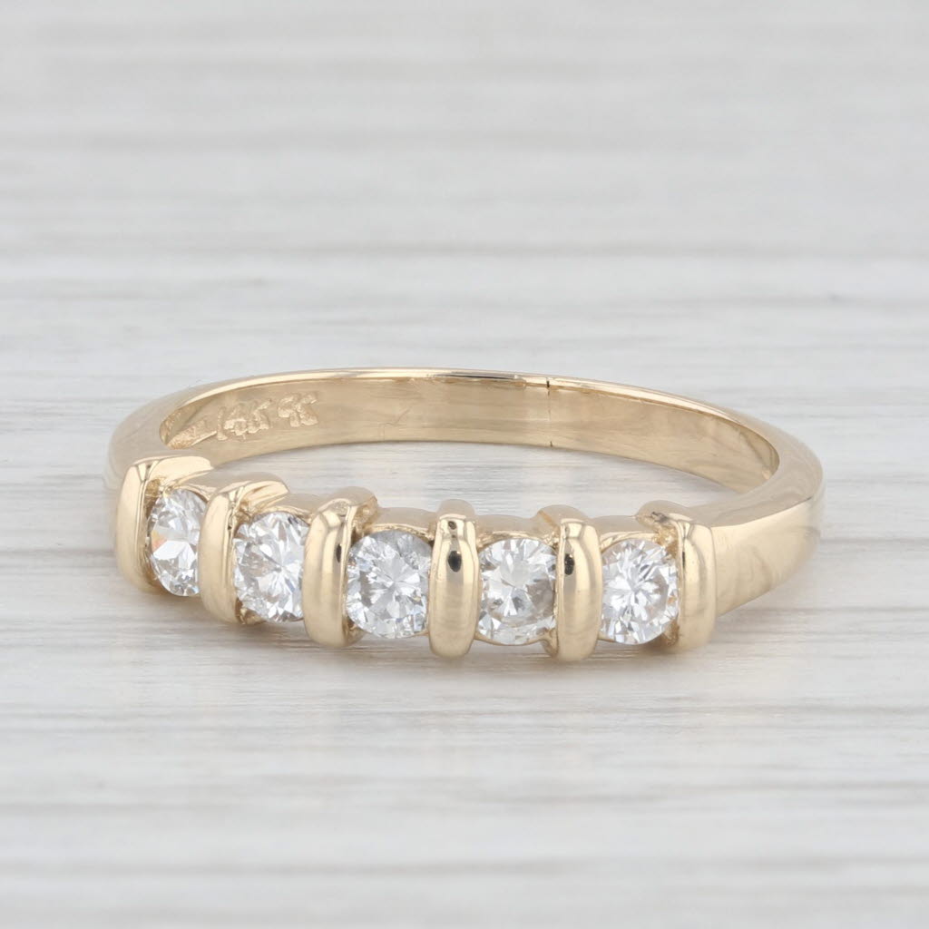 Light Gray 0.50ctw Diamond Wedding Band 14k Yellow Gold Size 6.25 Stackable Ring