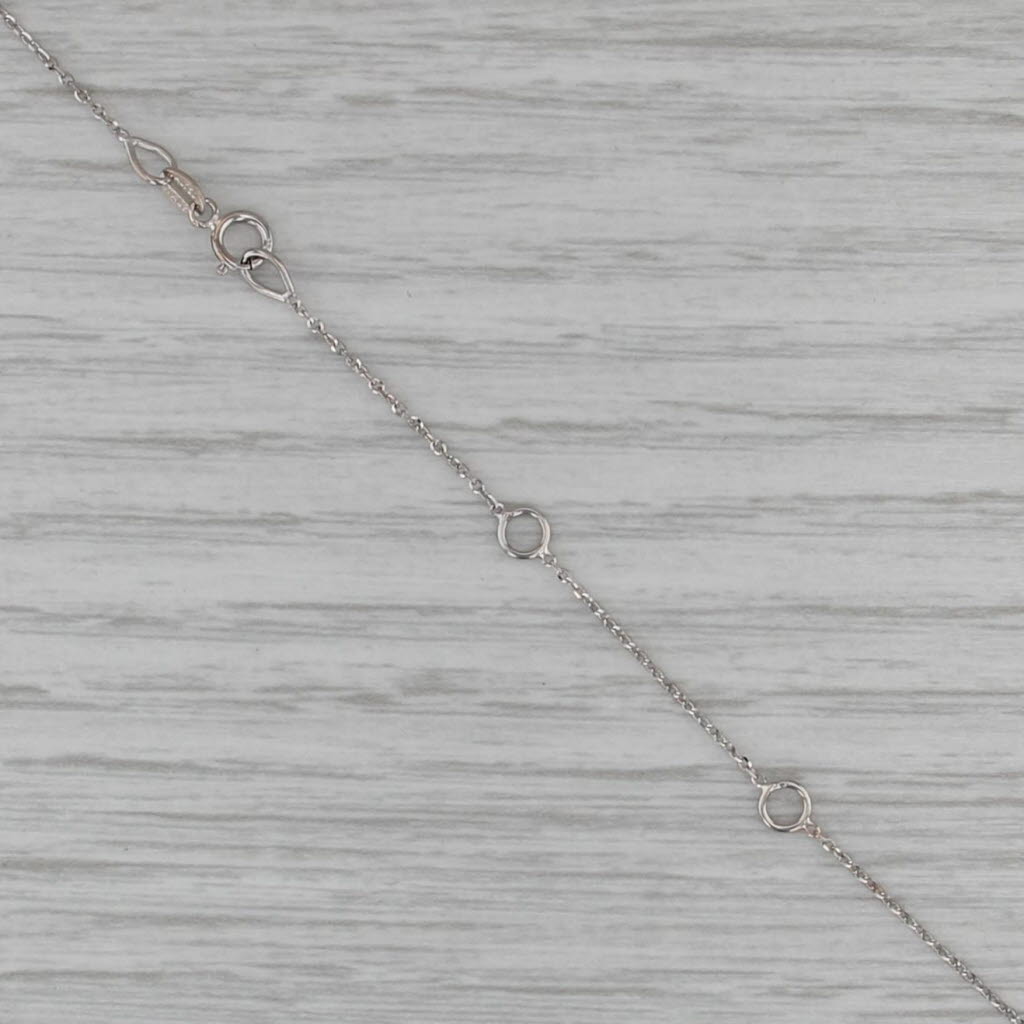 Diamond Cluster Halos Station Necklace 18k White Gold 15" 16" 18" Cable Chain