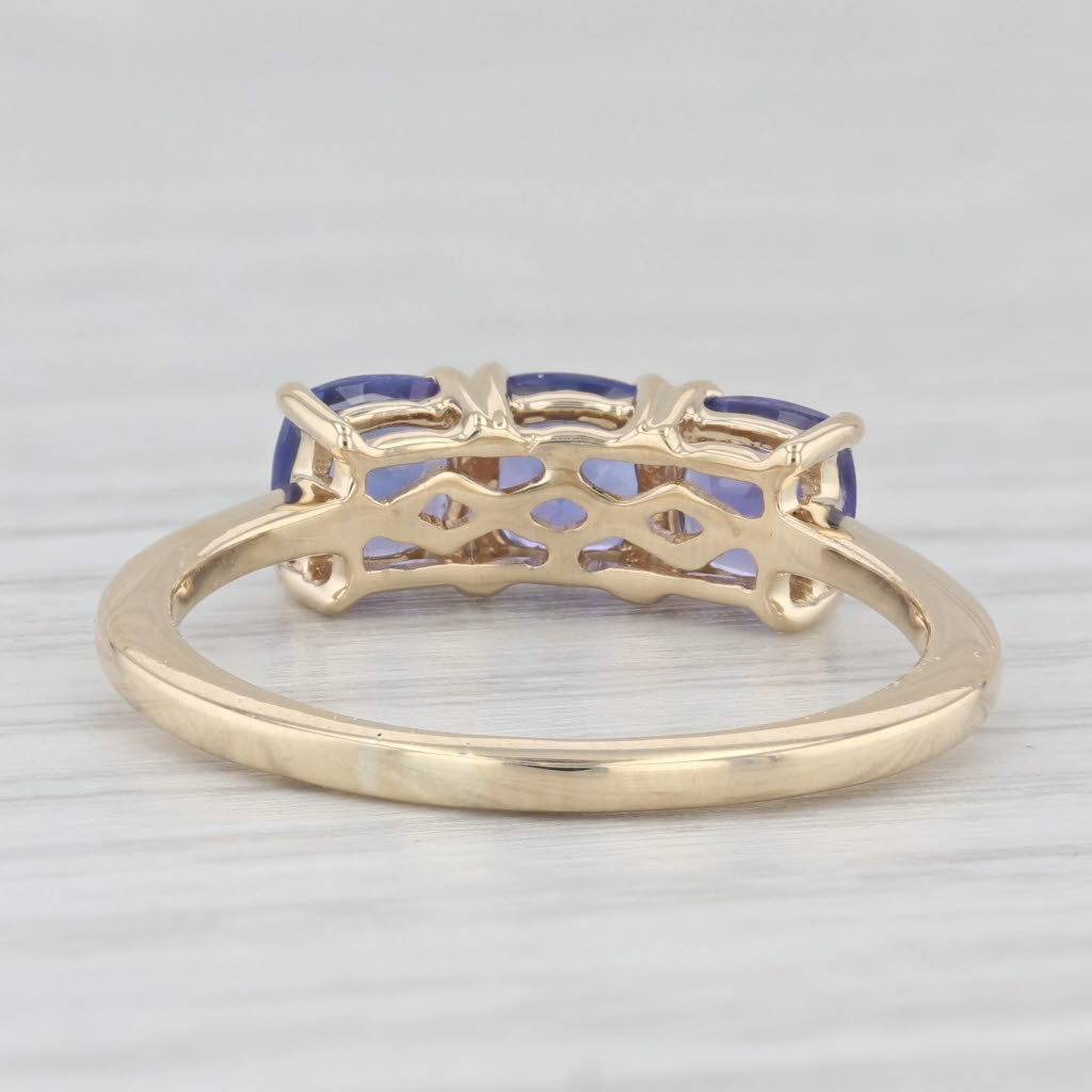 Light Gray 1.50ctw Tanzanite 3-Stone Ring 10k Yellow Gold Size 8