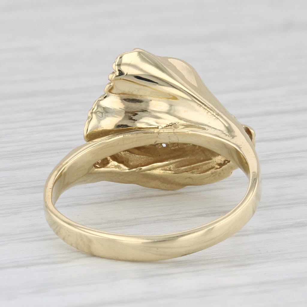 Light Gray Akoya Pearl Lily Flower Ring 18k Yellow Gold Size 5.75