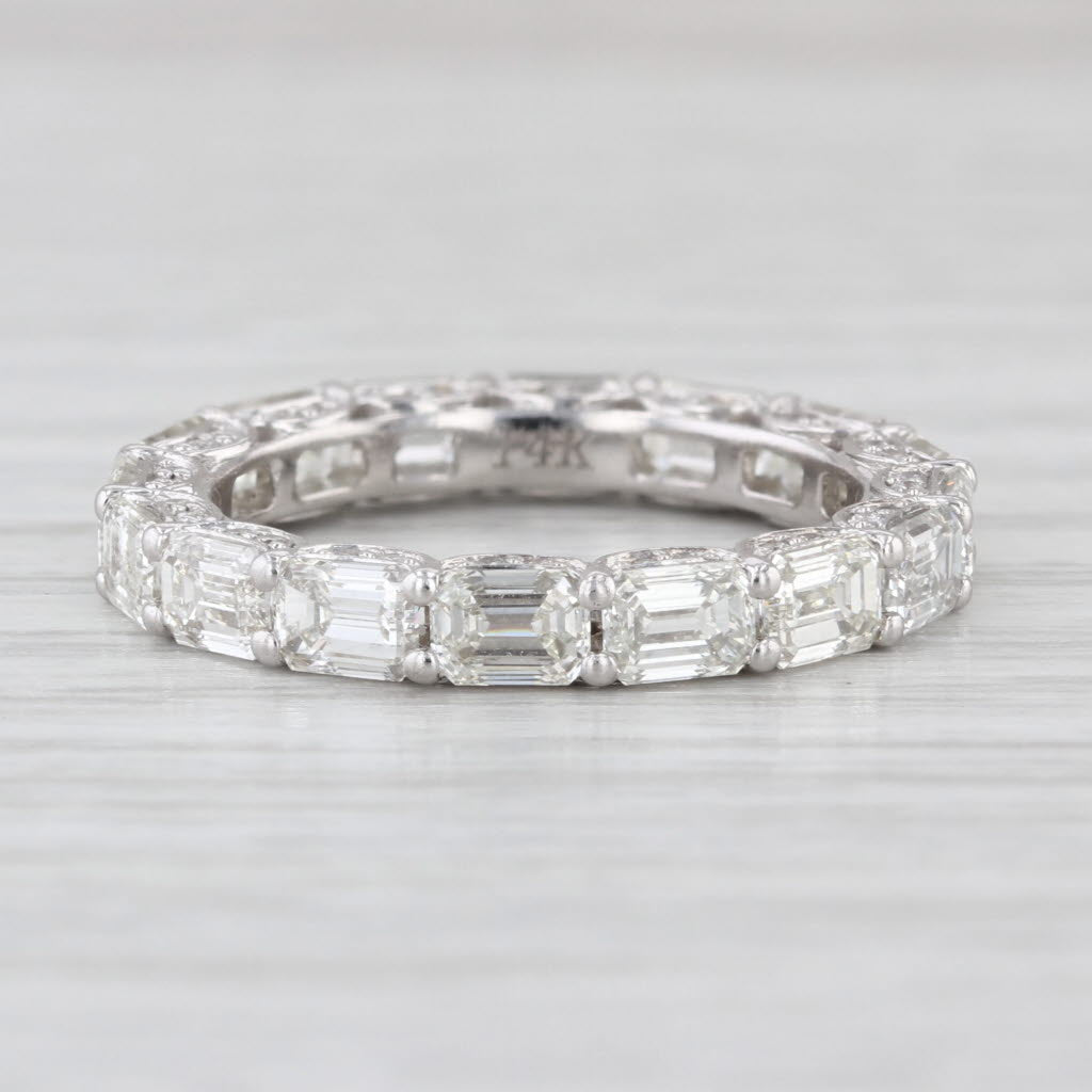 3.52ctw Emerald Cut Eternity Wedding Anniversary Band 14k White Gold Sz 6.5 Ring