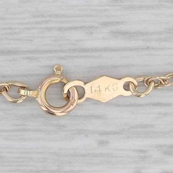 Vintage Diamond Lavalier Pendant Necklace 14k Yellow Gold 15.75" Rope Chain
