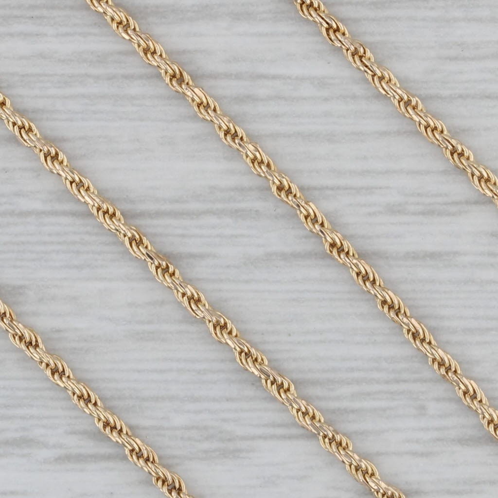 Gray 24" 1.4mm Rope Chain Necklace 14k Yellow Gold Lobster Clasp