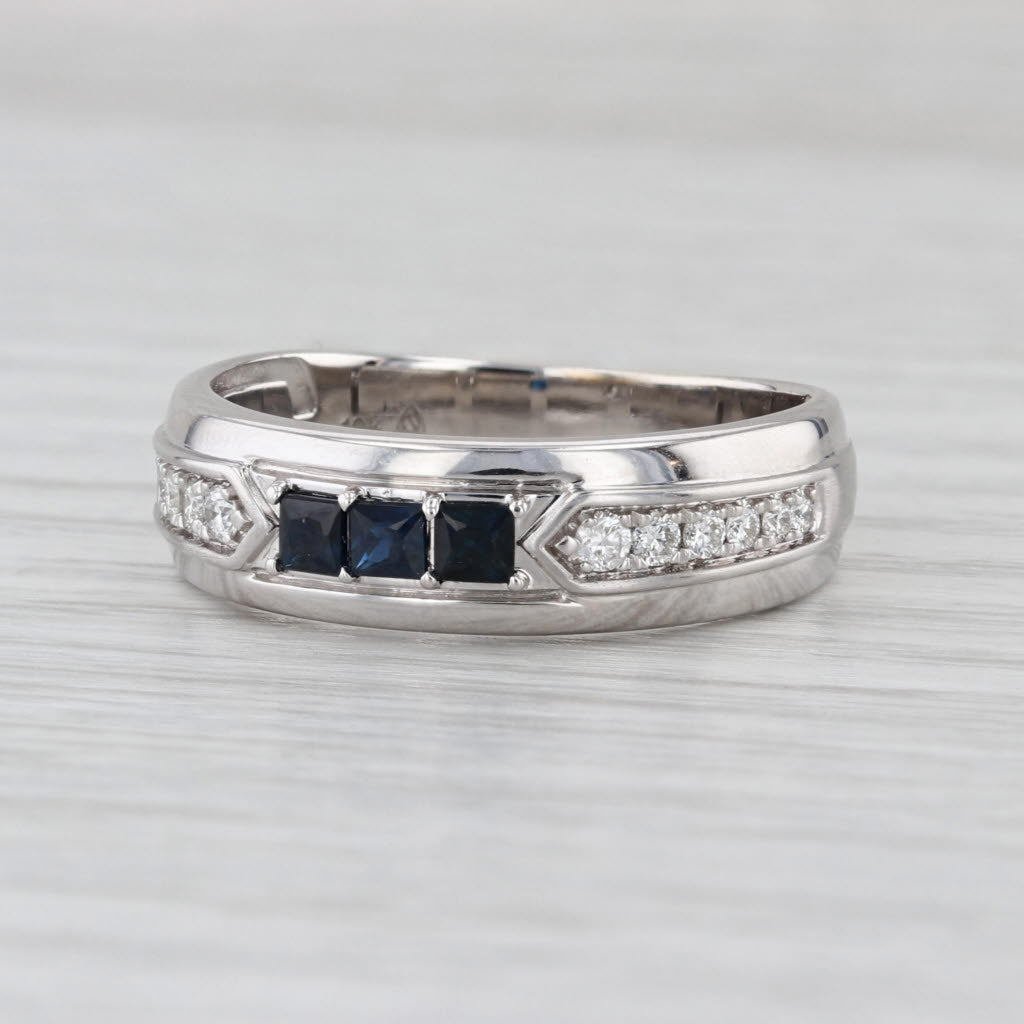 0.52ctw Sapphire Diamond Wedding Band 10k Yellow Gold Size 10