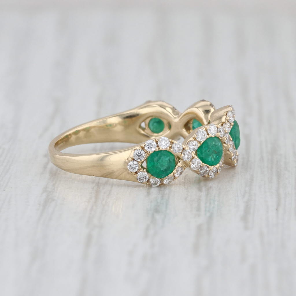 1.74ctw Emerald Diamond Twist Ring 14k Yellow Gold Size 8.25