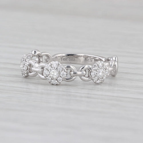 0.21ctw Diamond Culsters Flower Chain Ring 14k White Gold Size 7.25 Stackable
