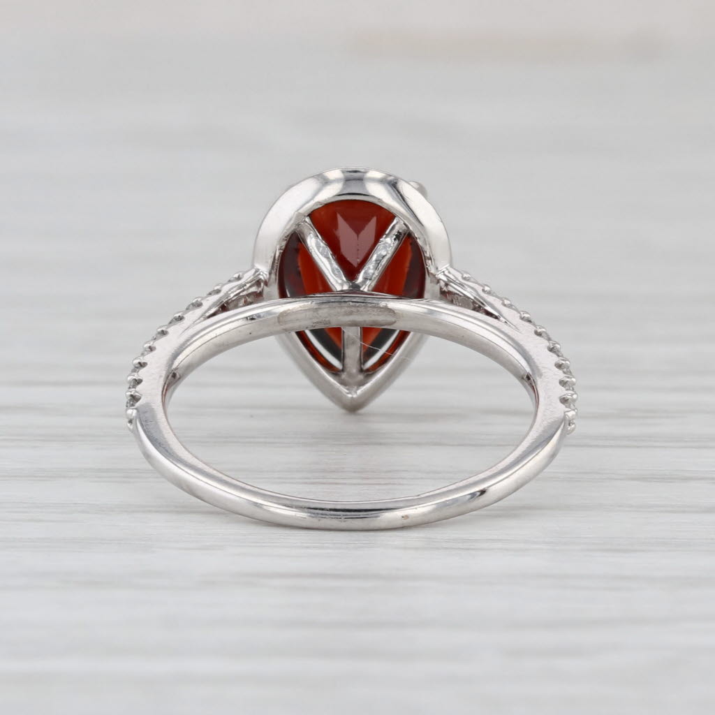2.42ctw Pear Garnet Diamond Halo Ring 14k White Gold Size 6