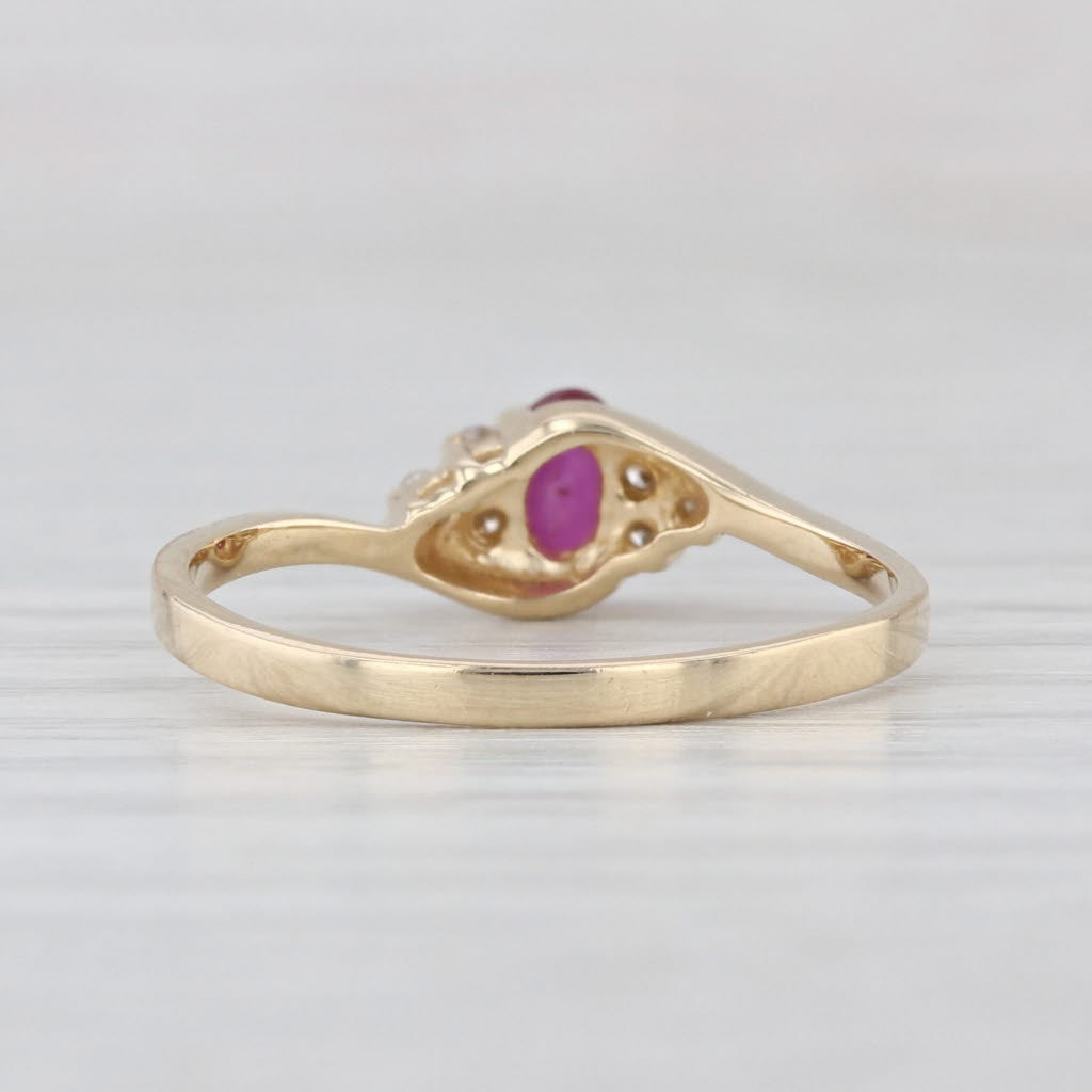 0.24ctw Ruby Diamond Bypass Ring 14k Yellow Gold Size 6.5