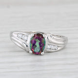 1.10ctw Mystic Topaz Cubic Zirconia Ring 10k White Gold Size 6.75 Oval Solitaire