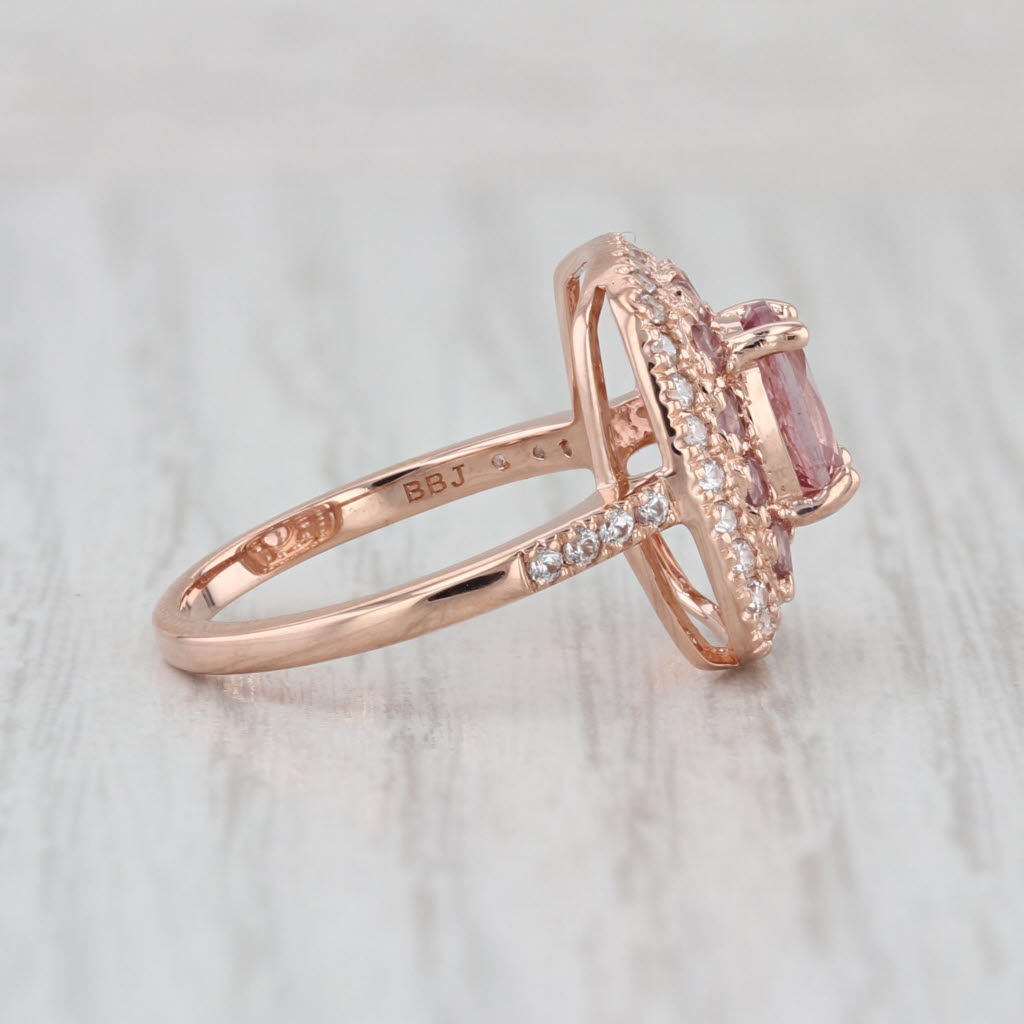 2.23ctw Brown Garnet Zircon Halo Ring 10k Rose Gold Size 6