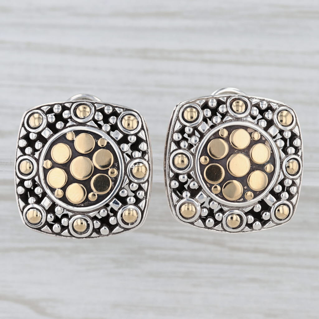 John Hardy Jaisalmer Earrings Sterling Silver 18k Gold Clip On Omega Back