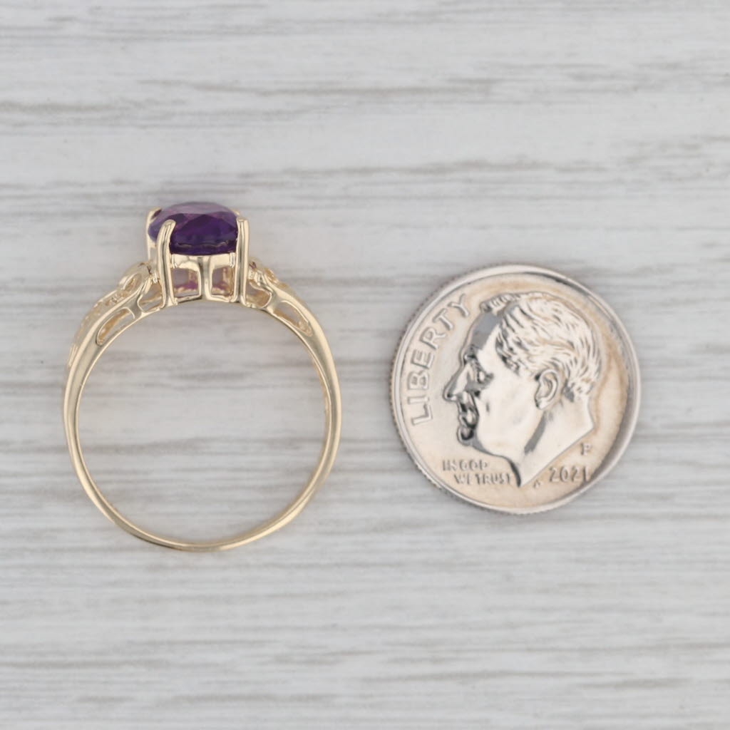 Gray 1.20ct Amethyst Oval Solitaire Ring 14k Yellow Gold Size 7.25