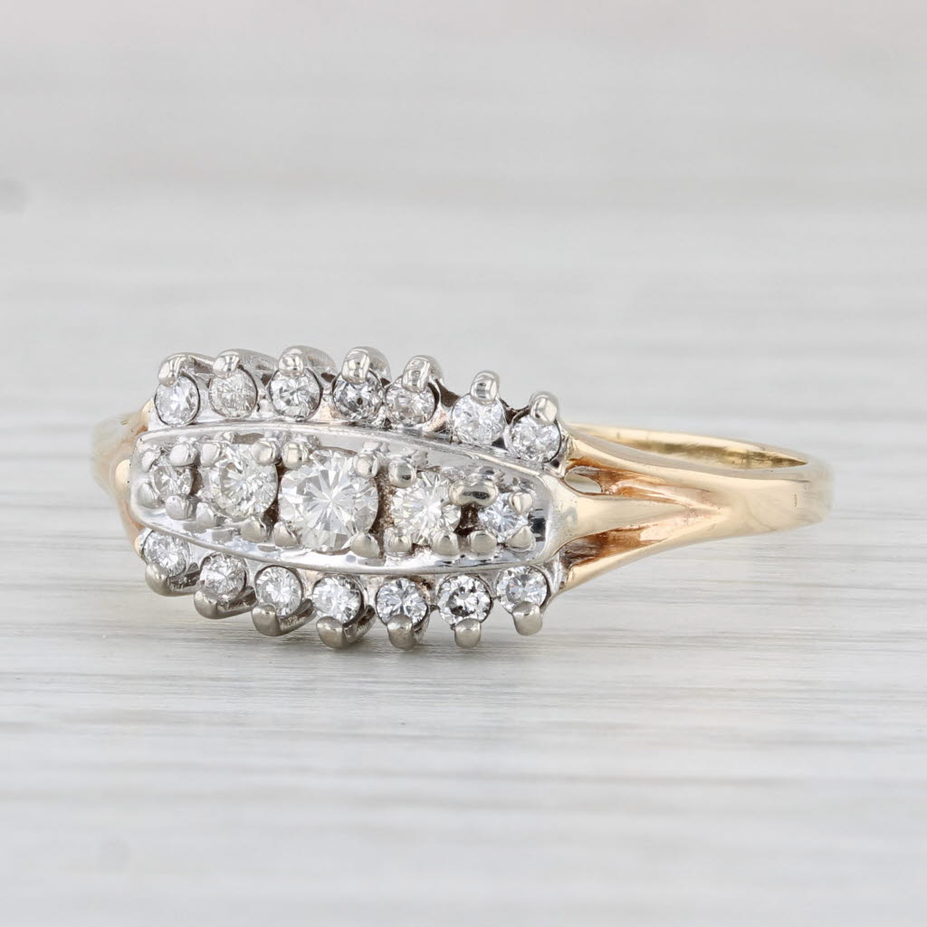 Light Gray Vintage 0.42ctw Diamond Ring 10k Yellow Gold Size 12.5