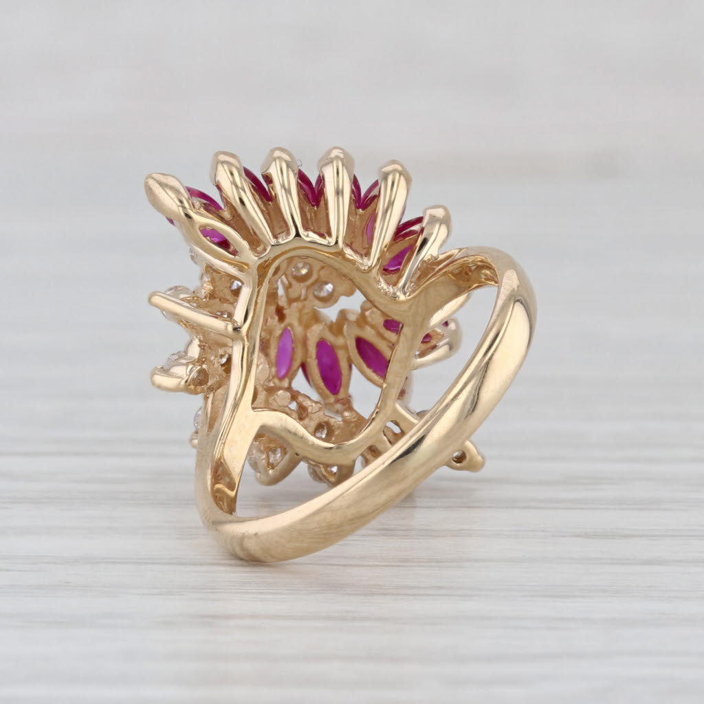 1.90ctw Ruby Diamond Ring 14k Yellow Gold Cocktail Statement Size 6
