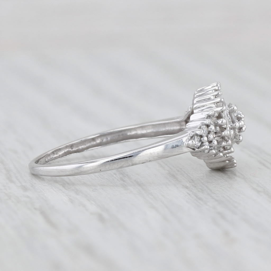 0.48ctw Diamond Cluster Halo Engagement Ring 10k White Gold Size 8