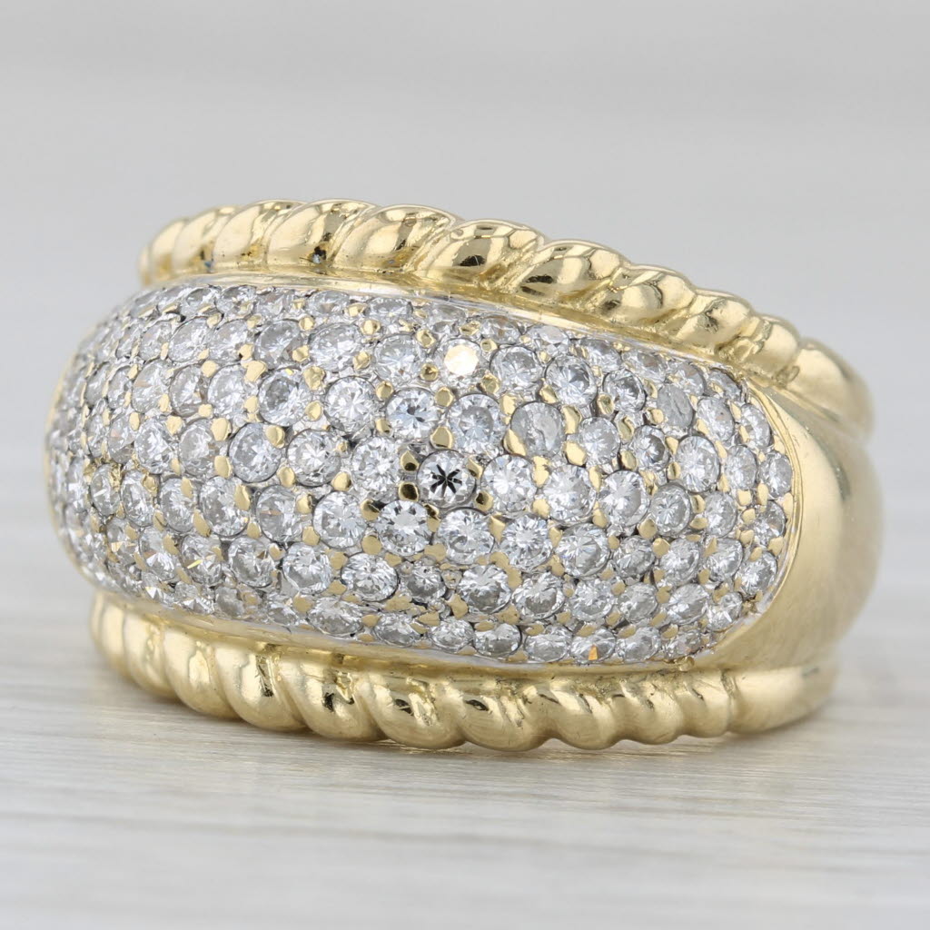 Gray 1ctw Pave Diamond Domed Ring 18k Yellow Gold Size 6.25