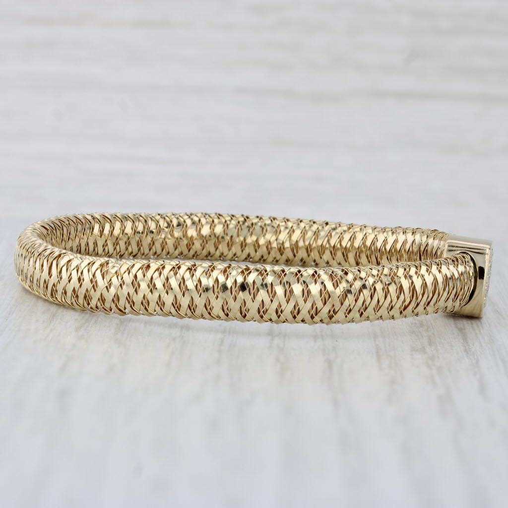 Light Gray Roberto Coin Primavera 0.24ctw Diamond Bracelet 18k Gold Strechable Mesh Band