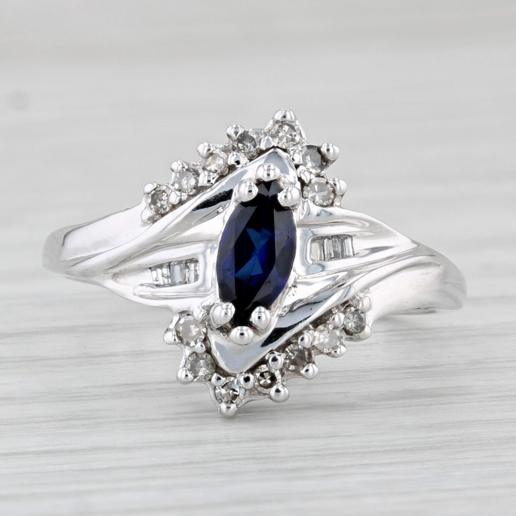 Light Gray 0.62ctw Lab Created Sapphire Diamond Ring 10k White Gold Size 8.25