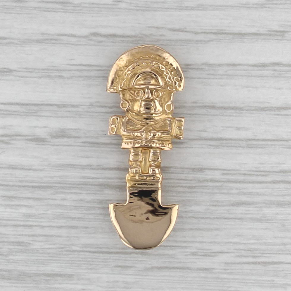 Vintage Tribal Trowle Brooch 18k Yellow Gold Figural Pin