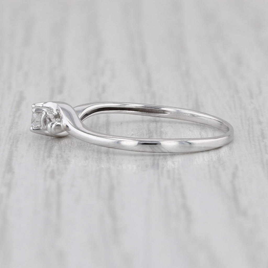 0.14ctw Diamond Bypass Promise Ring 10k White Gold Size 8 Stackable