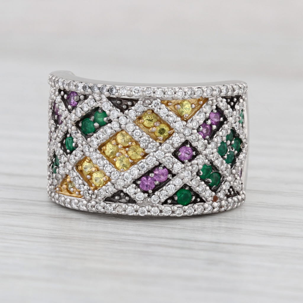 Le Vian 1.42ctw Diamond Sapphire Emerald Ring 14k White Gold Size 7 Cocktail
