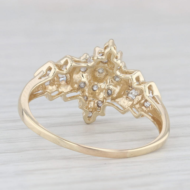 0.16ctw Diamond Cluster Ring 10k Yellow Gold Size 10 Engagement