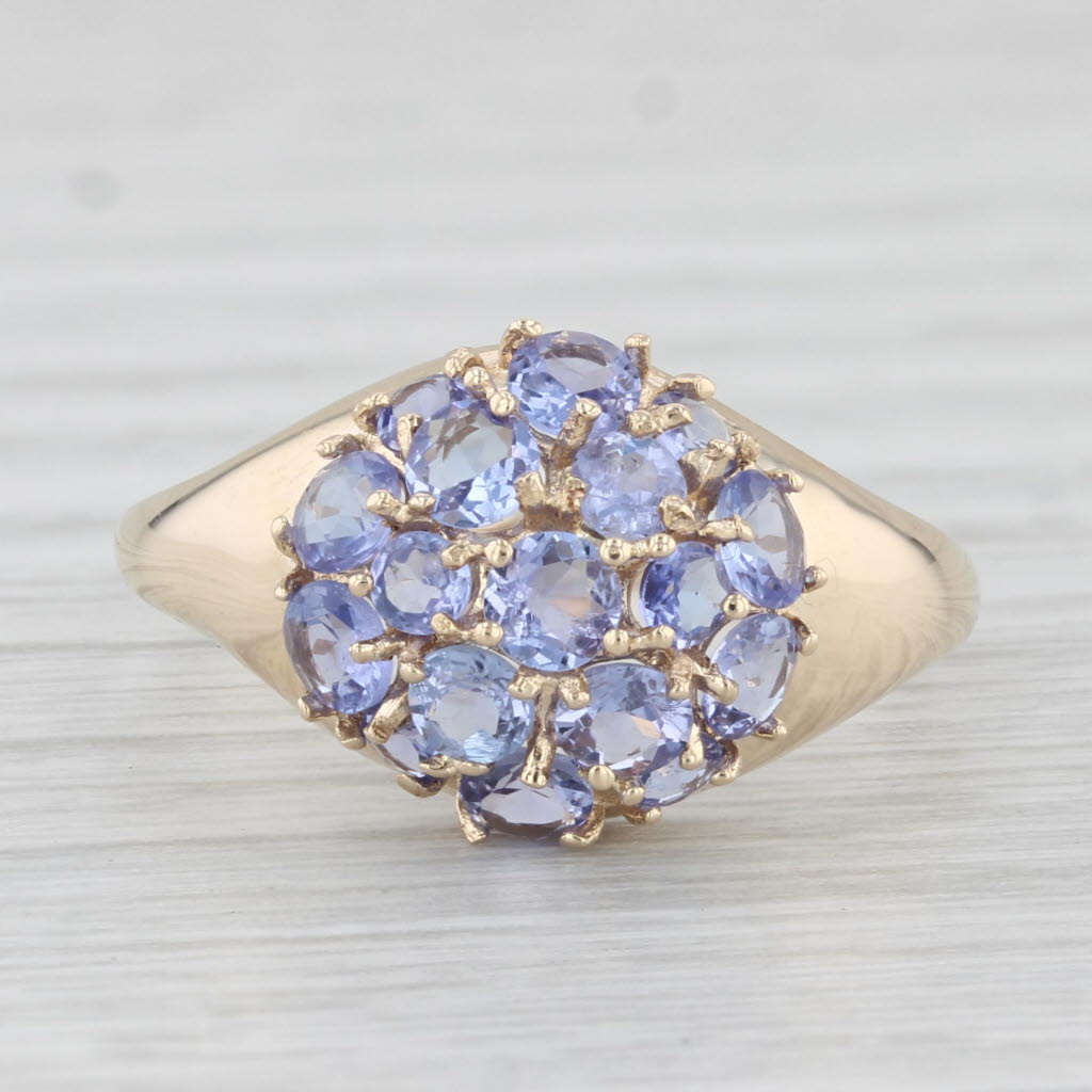 Light Gray 1.50ctw Tanzanite Cluster Ring 10k Yellow Gold Size 7.75