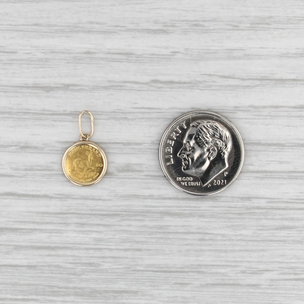 Small South African 1980 Krugerrand Coin Copy Charm 24k 14k Gold Pendant