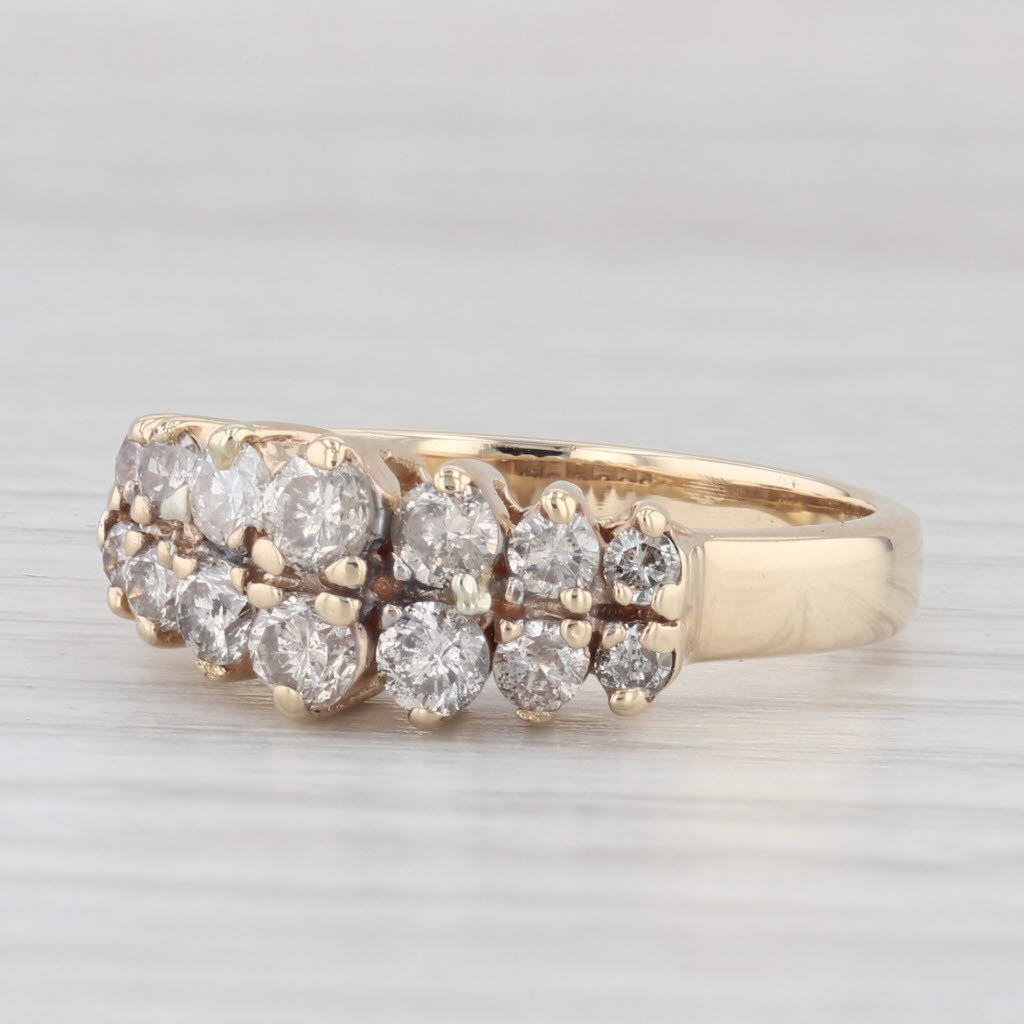 Light Gray 0.90ctw Diamond Tiered Pyramid Ring 10k Yellow Gold Stackable Anniversary