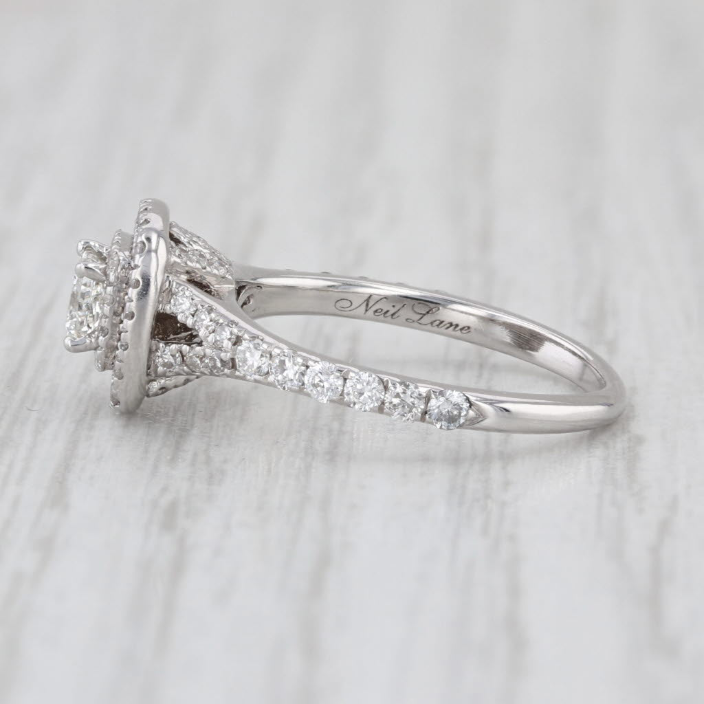 0.81ctw Round Diamond Halo Engagement Ring 14k White Gold Sz 6.25 Cathedral Band