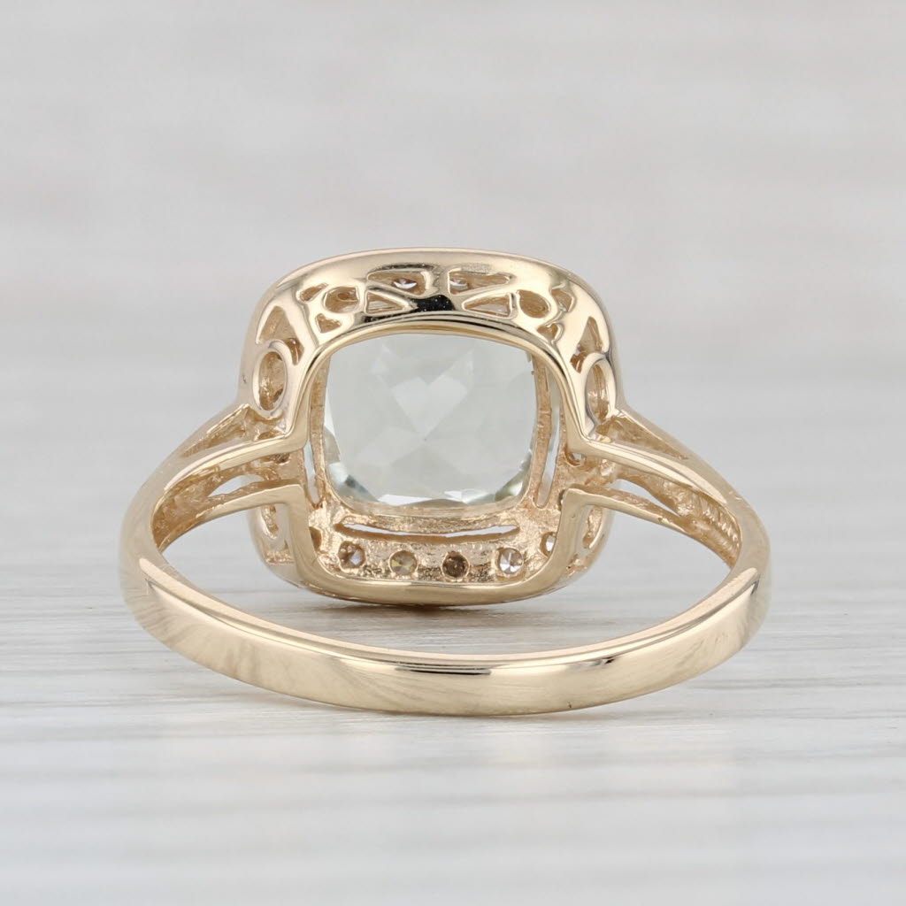 Light Gray 1.96ctw Prasioliate Green Amethyst Diamond Halo Ring 14k Yellow Gold Size 7.25